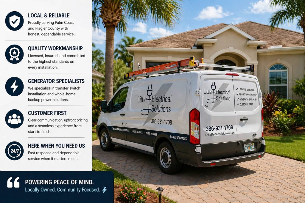 Little Electrical Solutions service van parked outside home in Palm Coast FL