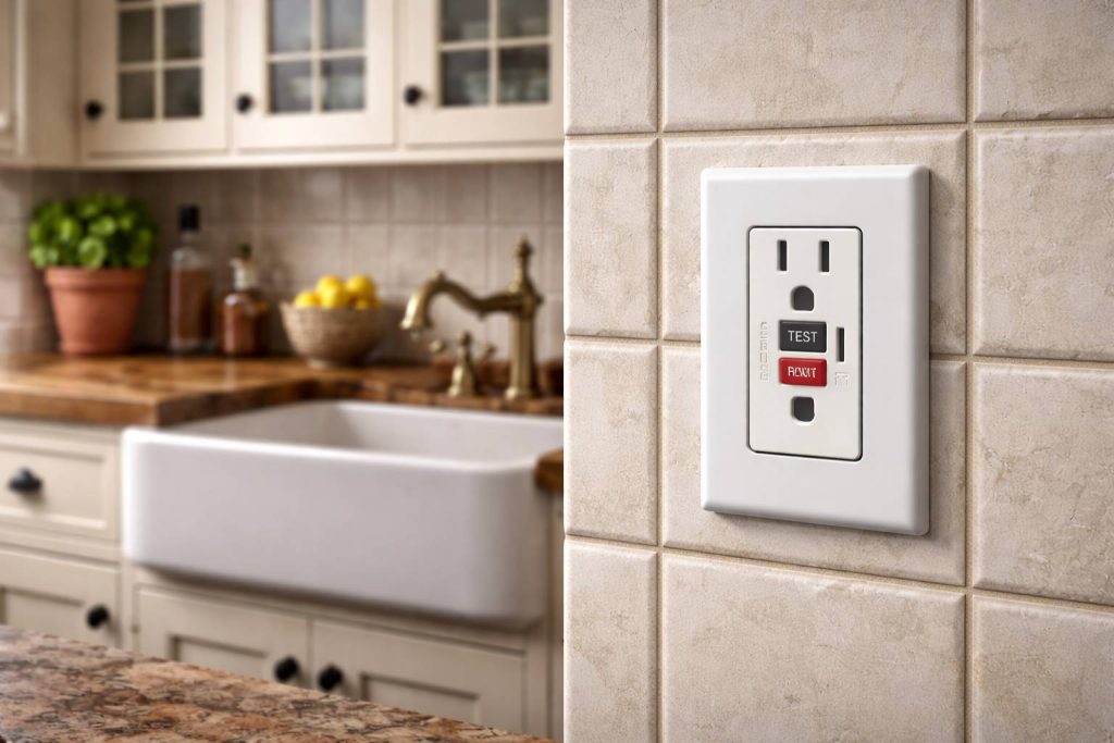 gfci outlet installed in older home kitchen palm coast fl
