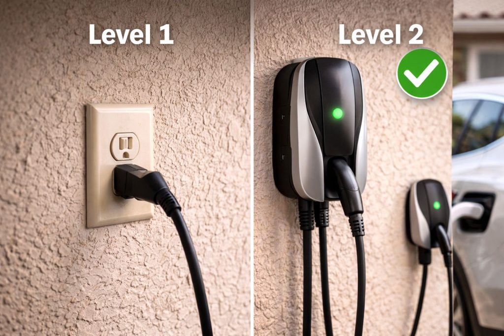 level 1 vs level 2 EV charger comparison in Palm Coast FL home