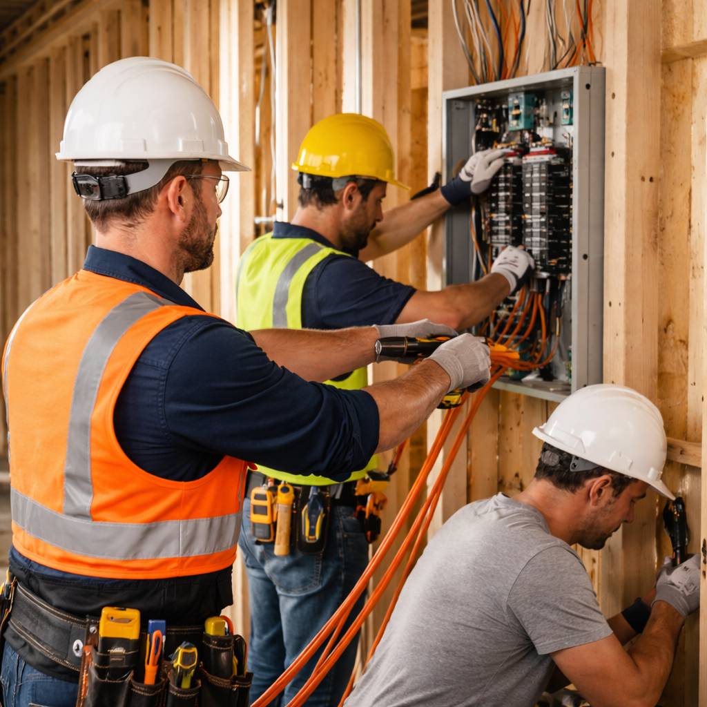 new construction electrical contractors working on wiring in Palm Coast FL