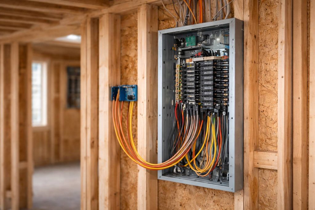 organized electrical panel wiring in new construction home Palm Coast FL