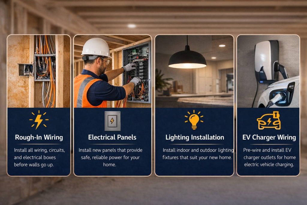 new construction electrical services including wiring panel installation lighting and ev charger wiring in Palm Coast FL