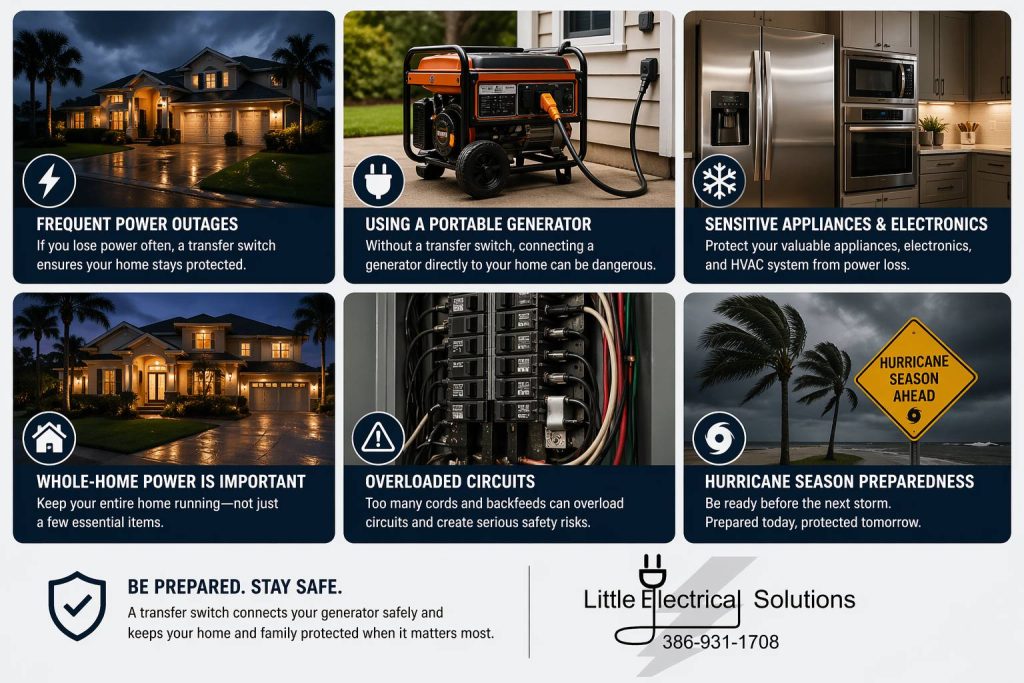 Common signs you need a transfer switch installed for generator use in Palm Coast FL